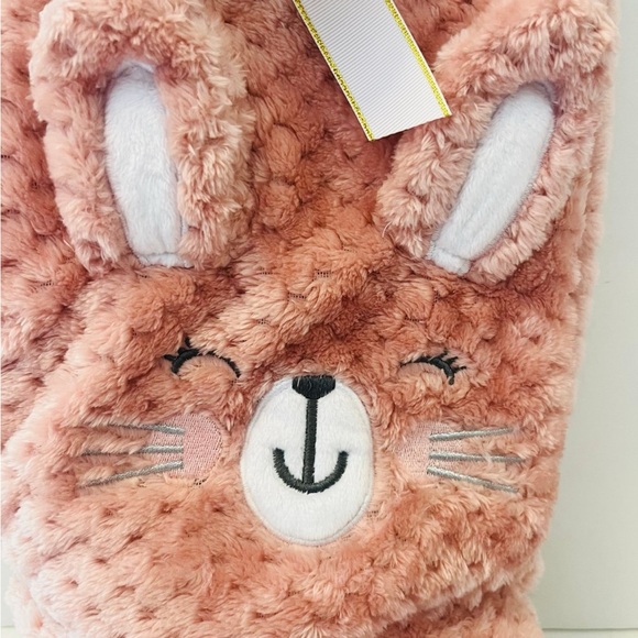 Tahari Baby Bunny Rabbit Plush Pink Baby Blanket 3 Dimensional Ears - Picture 6 of 11
